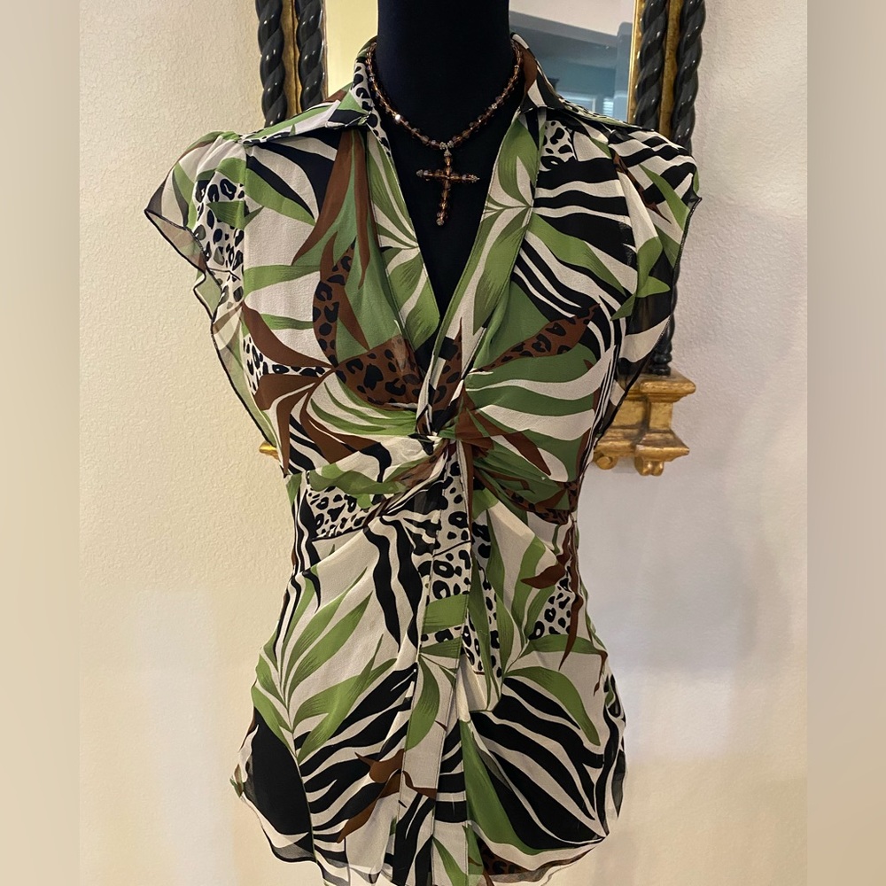 Cache Tropical Animal Print top